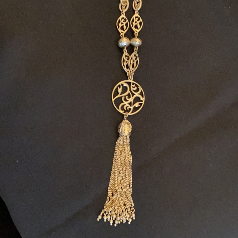 Beautiful Golden Lia Sophia Tassel Necklace